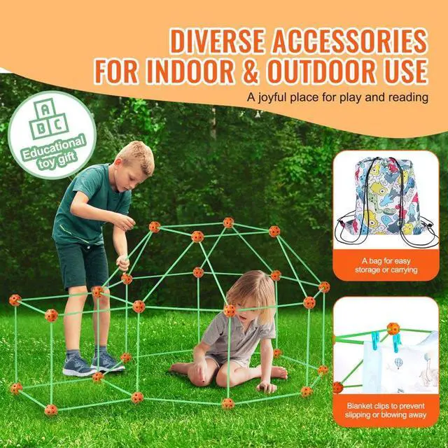Alt view image 6 of 7 - VEVOR Glow In The Dark! Christmas Gift! Tent Fort Building Kit for Kid Glow In The Dark STEM Construction Toy 140P