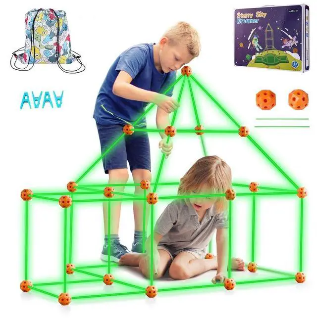 Main image of VEVOR Glow In The Dark! Christmas Gift! Tent Fort Building Kit for Kids Glow In The Dark STEM Construction Toy 85P