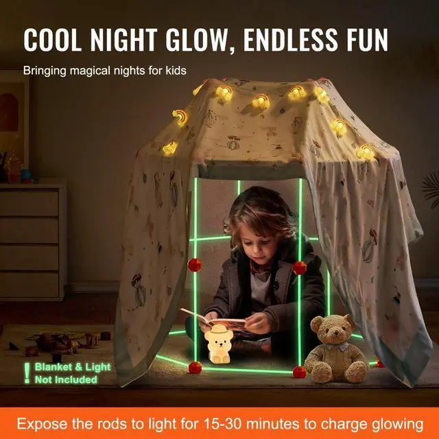 Alt view image 3 of 7 - VEVOR Glow In The Dark! Christmas Gift! Tent Fort Building Kit for Kids Glow In The Dark STEM Construction Toy 85P