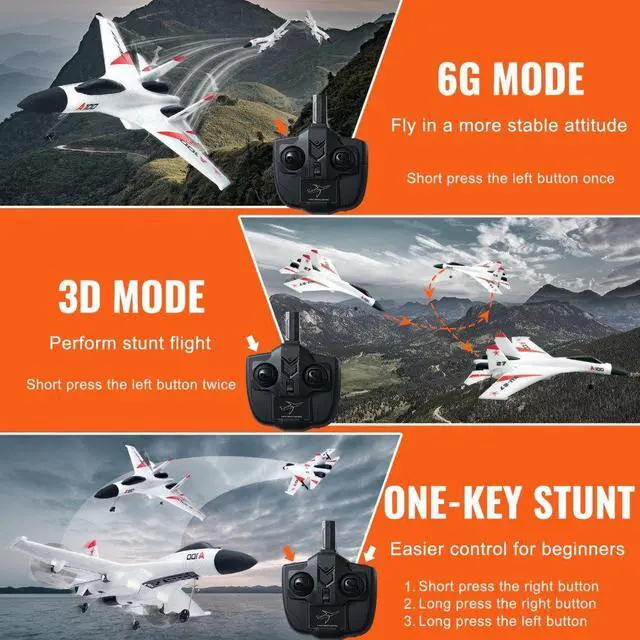 Alt view image 3 of 7 - VEVOR RC Airplane Fighter EPP Foam RC Plane Toy 2.4GHz Remote Control 3D/6G Mode