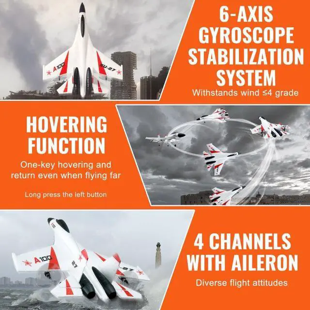 Alt view image 4 of 7 - VEVOR RC Airplane Fighter EPP Foam RC Plane Toy 2.4GHz Remote Control 3D/6G Mode
