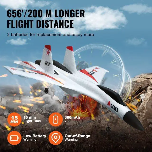 Alt view image 6 of 7 - VEVOR RC Airplane Fighter EPP Foam RC Plane Toy 2.4GHz Remote Control 3D/6G Mode