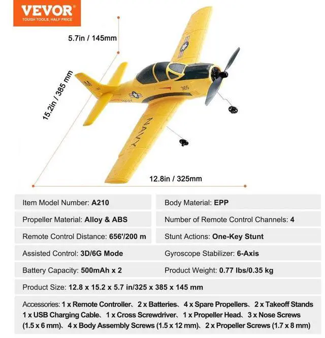 Alt view image 7 of 7 - VEVOR Christmas GiftRC Airplane Trainer Aircraft EPP Foam RC Plane Toy 2.4 GHz Remote Control