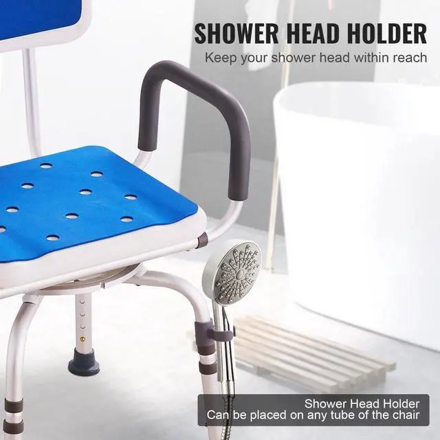 Alt view image 6 of 7 - VEVOR Shower Chair 360° Swivel Tub Shower Seat with Armrests & Backrest 400lbs