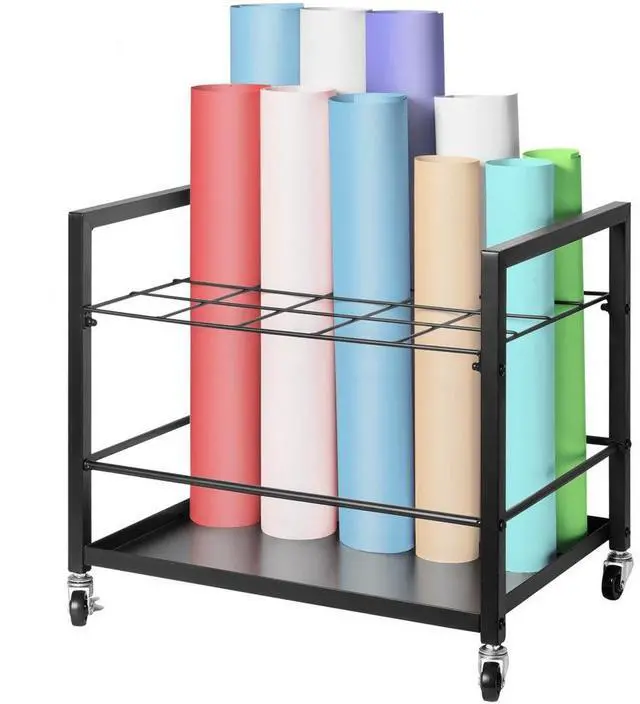 Main image of VEVOR  Blueprint Storage Rack 20 Slots Mobile Roll File Holder for Architectural, Blue Print Storage Organizer - Mobile Roll File Cart, Construction Plan Holders, Blueprint Cabinet with Wheels, Roll