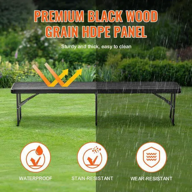 Alt view image 3 of 7 - VEVOR 6FT Plastic Folding Bench Portable Outdoor Bench for Picnic Camping Garden