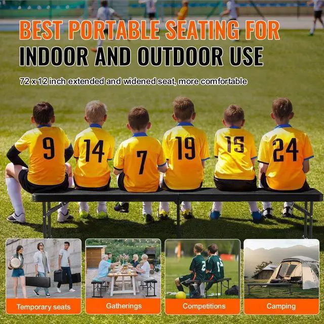 Alt view image 6 of 7 - VEVOR 6FT Plastic Folding Bench Portable Outdoor Bench for Picnic Camping Garden