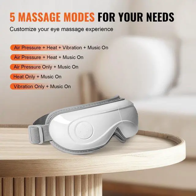 Alt view image 3 of 7 - VEVOR  Heated Eye Massager Eye Care Device 5 Modes Bluetooth Music 180° Foldable