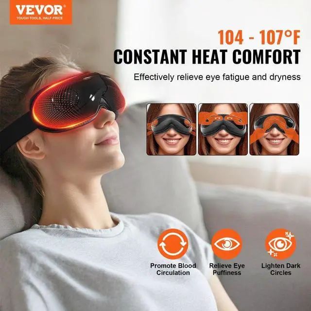 Alt view image 2 of 7 - VEVOR  Heated Eye Massager Eye Care Device 5 Modes Bluetooth Music 180° Foldable