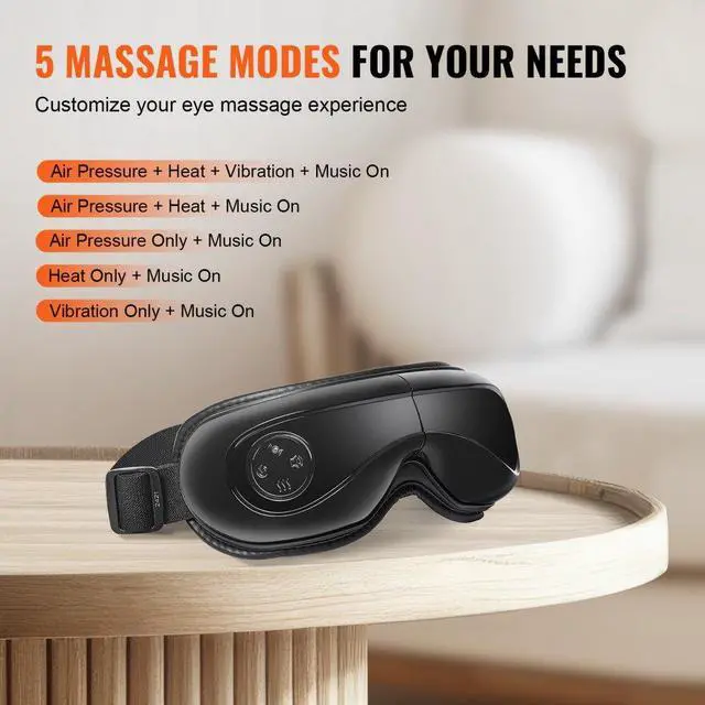Alt view image 3 of 7 - VEVOR  Heated Eye Massager Eye Care Device 5 Modes Bluetooth Music 180° Foldable