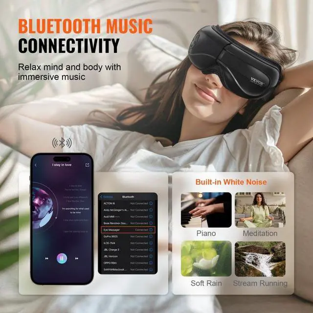 Alt view image 4 of 7 - VEVOR  Heated Eye Massager Eye Care Device 5 Modes Bluetooth Music 180° Foldable