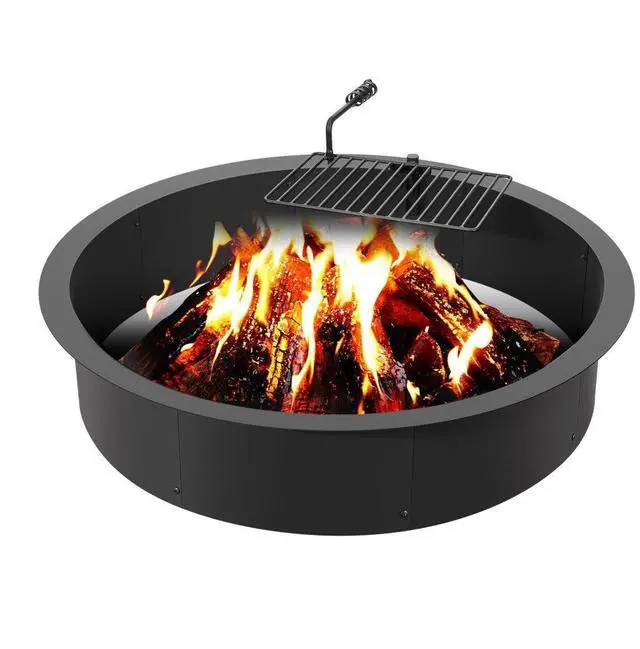 Main image of VEVOR Fire Pit Ring, Fire Pit Insert with Barbecue Fire Ring, 40-In Outer/36-In Inner Diameter, 8.5in Height, Carbon Steel Liner DIY Campfire Ring above/In-Ground, for Outdoor Camping, Bonfires