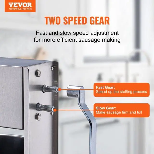 Alt view image 2 of 7 - VEVOR Manual Sausage Stuffer 10 L Vertical Sausage Machine 304 Stainless Steel