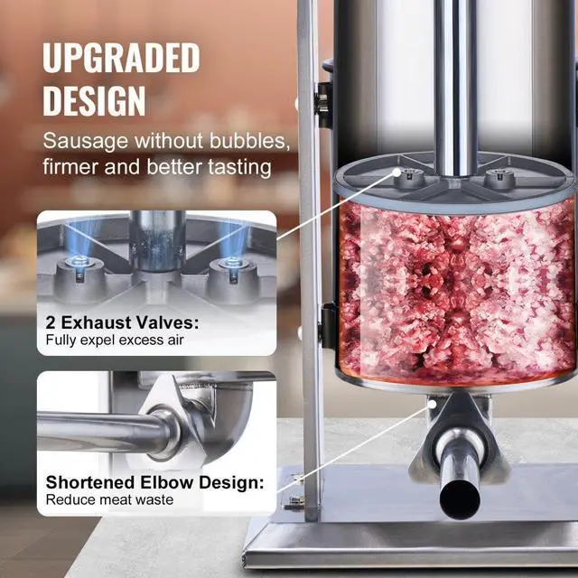 Alt view image 3 of 7 - VEVOR Manual Sausage Stuffer 10 L Vertical Sausage Machine 304 Stainless Steel