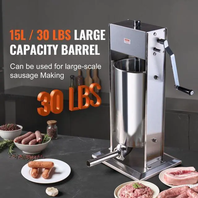 Alt view image 4 of 7 - VEVOR Manual Sausage Stuffer 15 L Vertical Sausage Machine 304 Stainless Steel