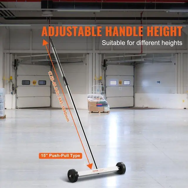 Alt view image 3 of 7 - VEVOR Magnetic Sweeper with Wheels 15inch Mini 8 lbs Capacity Adjustable Handle