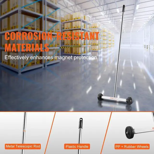 Alt view image 5 of 7 - VEVOR Magnetic Sweeper with Wheels 15inch Mini 8 lbs Capacity Adjustable Handle