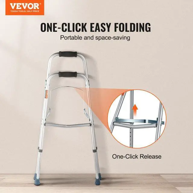 Alt view image 2 of 7 - VEVOR Folding Hemi Walker One Arm Mobility Walker for Senior & Adjustable Height