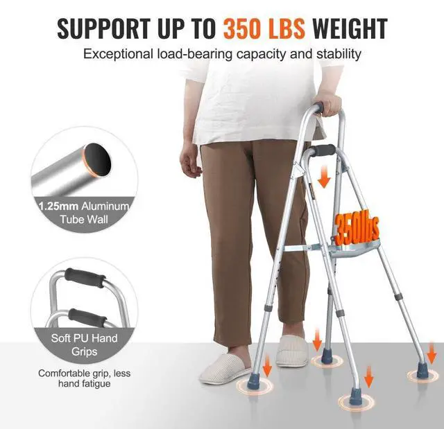 Alt view image 3 of 7 - VEVOR Folding Hemi Walker One Arm Mobility Walker for Senior & Adjustable Height