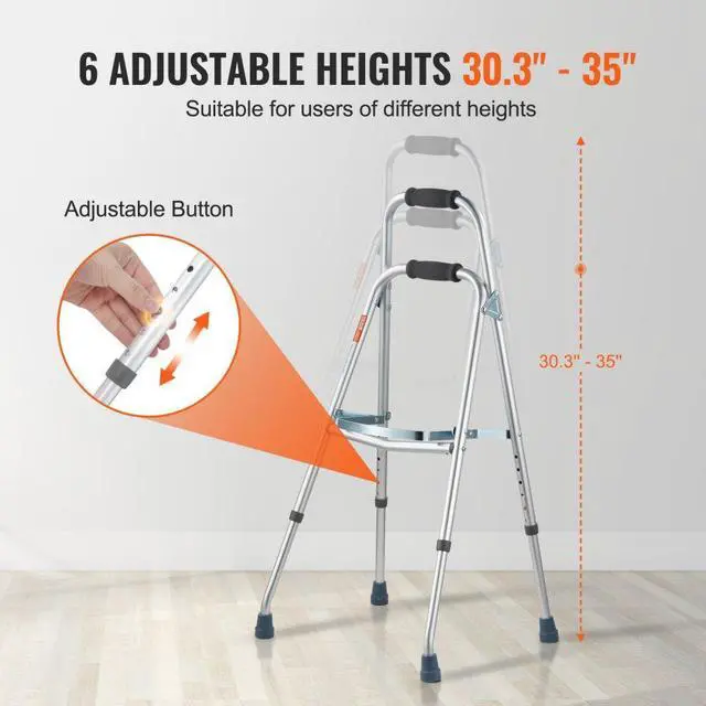 Alt view image 4 of 7 - VEVOR Folding Hemi Walker One Arm Mobility Walker for Senior & Adjustable Height