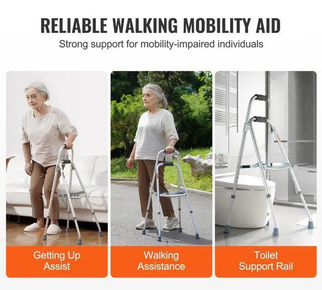 Alt view image 6 of 7 - VEVOR Folding Hemi Walker One Arm Mobility Walker for Senior & Adjustable Height