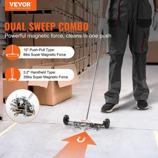 Alt view image 2 of 7 - VEVOR 15-Inch Magnetic Sweeper with Wheels Telescoping Magnetic Pickup Tool