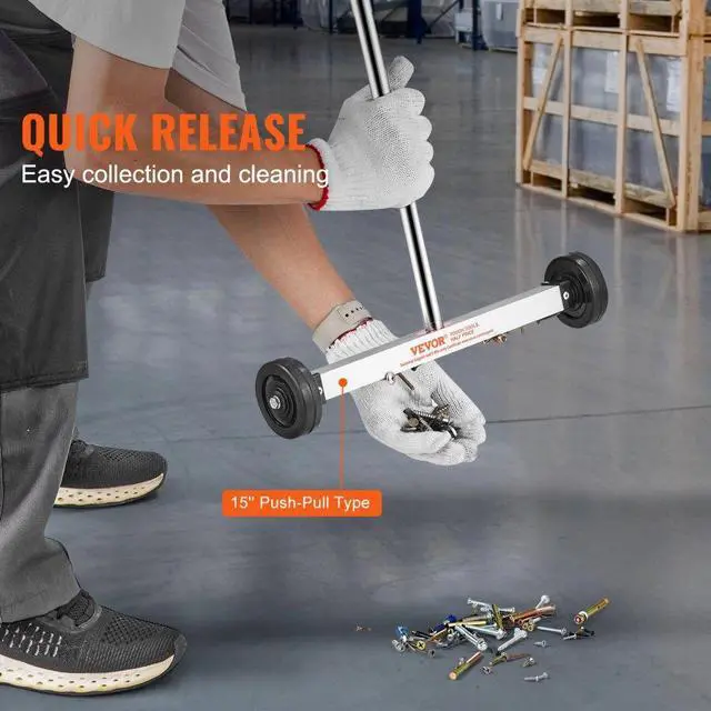 Alt view image 4 of 7 - VEVOR 15-Inch Magnetic Sweeper with Wheels Telescoping Magnetic Pickup Tool