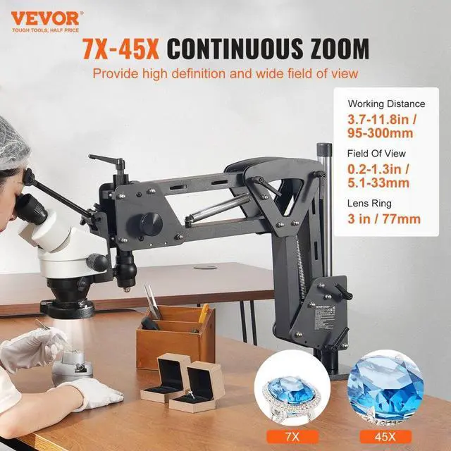 Alt view image 2 of 7 - VEVOR  Multi-Directional Microscope Spring Bracket Ball Vise Ring Light 7X-45X