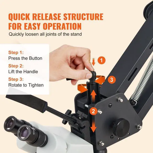 Alt view image 4 of 7 - VEVOR  Multi-Directional Microscope Spring Bracket Ball Vise Ring Light 7X-45X