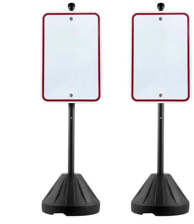 Main image of VEVOR Portable Sign Post, 5 ft Cast Iron Sign Post Holder with Hard Plastic Base & Wheels, Movable Parking Sign Stand for No Parking Street Signs, Handicap Parking Sign, with Base, Bolts Nuts, Black