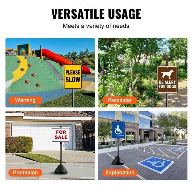 Alt view image 6 of 14 - VEVOR Portable Sign Post, 5 ft Cast Iron Sign Post Holder with Hard Plastic Base & Wheels, Movable Parking Sign Stand for No Parking Street Signs, Handicap Parking Sign, with Base, Bolts Nuts, Black