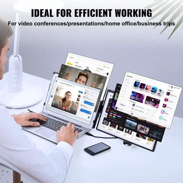 Alt view image 7 of 8 - VEVOR Portable Laptop Screen Extender, 14" FHD 1080P IPS Dual Extended Monitor for 13"-17" Laptop, Swivel Portable Monitor USB-C/USB-A/Mini HDMI Port, Compatible with Mac/Wins/Android/Switch/PS5