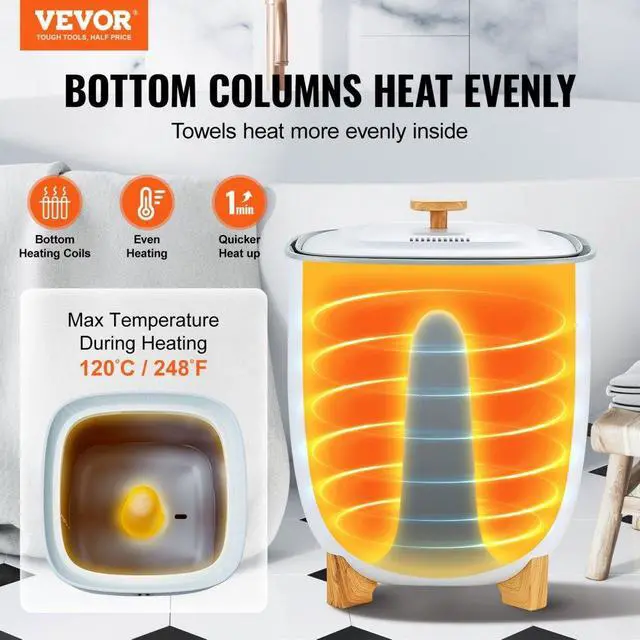 Alt view image 2 of 7 - VEVOR Towel Warmer 25L, Towel Warmer Bucket with 2 Heating Modes, 20/40/60/90 Min Auto Shut Off, Bottom Heating Columns, LED Screen, Large Towel Warmer for Bathroom, Spa, Bathrobe, Blanket & Pajama