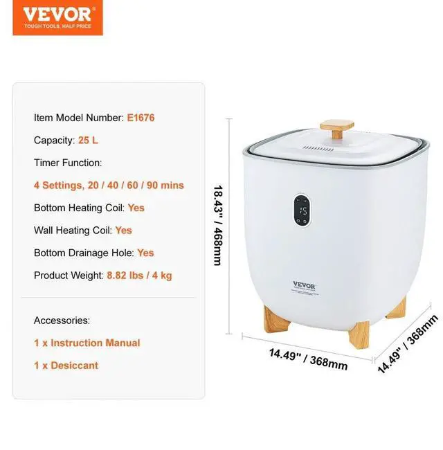 Alt view image 7 of 7 - VEVOR Towel Warmer 25L, Towel Warmer Bucket with 2 Heating Modes, 20/40/60/90 Min Auto Shut Off, Bottom Heating Columns, LED Screen, Large Towel Warmer for Bathroom, Spa, Bathrobe, Blanket & Pajama