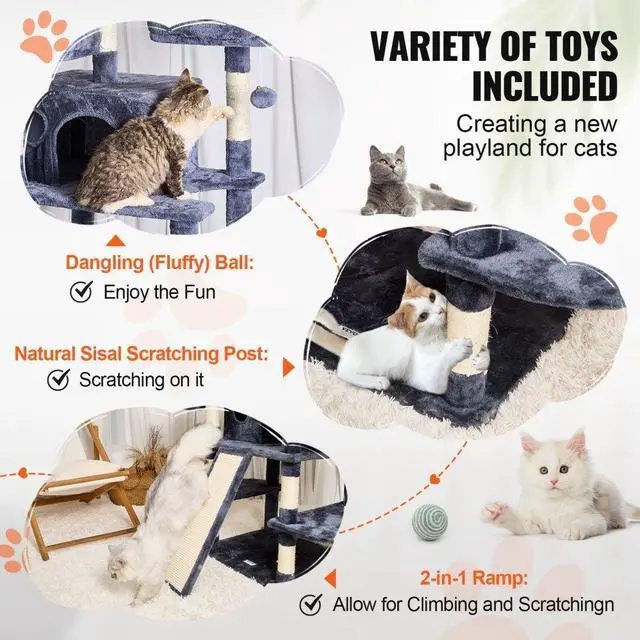 Alt view image 4 of 7 - VEVOR Cat Tree 68.5" Cat Tower for Indoor Cats with Cat Condos Scratching Post