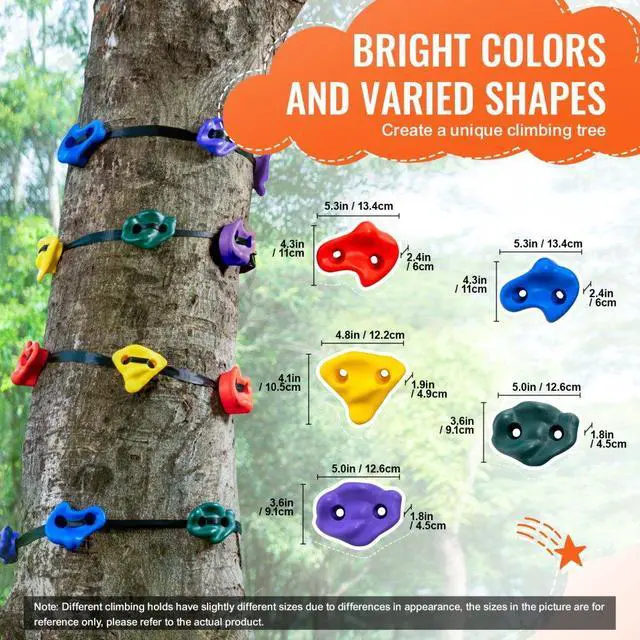 Alt view image 3 of 7 - VEVOR Ninja Tree Climbing Kit 12 Tree Climbing Holds 6 Ratchet Straps Outdoor
