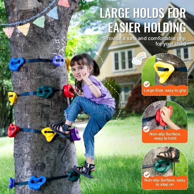 Alt view image 4 of 7 - VEVOR Ninja Tree Climbing Kit 12 Tree Climbing Holds 6 Ratchet Straps Outdoor