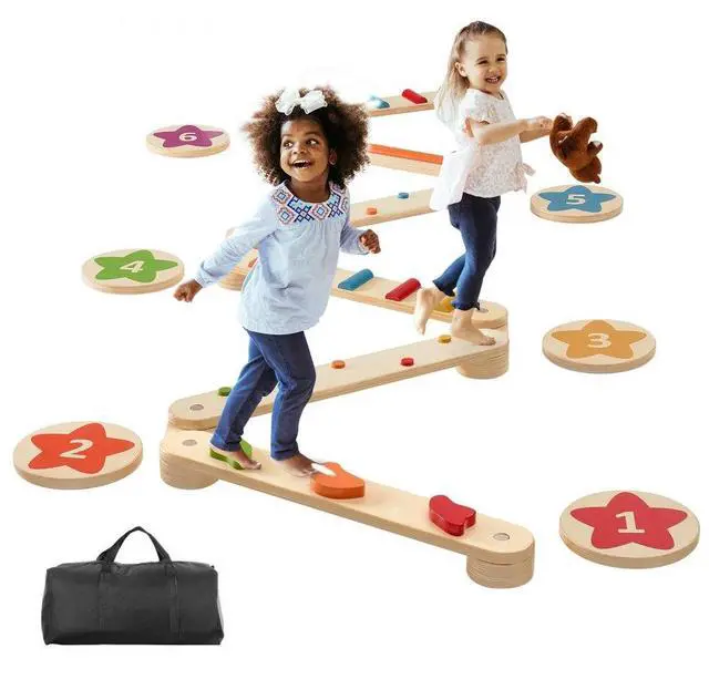 Main image of VEVOR Kids Balance Beam Stepping Stones Gym Obstacle Children Balance Board 6PCS