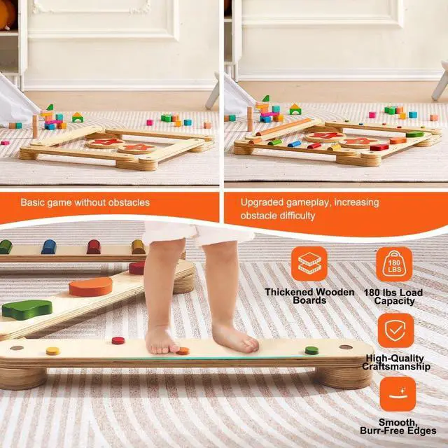 Alt view image 4 of 7 - VEVOR Kids Balance Beam Stepping Stones Gym Obstacle Children Balance Board 6PCS
