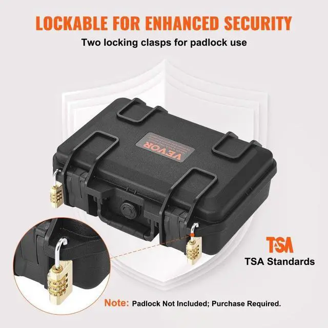 Alt view image 4 of 14 - VEVOR Hard Pistol Cases with Pre-cut PU Foam Lockable Pistol Case for 1 Pistol