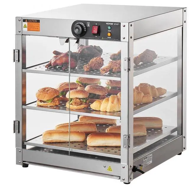 Main image of VEVOR 3-Tier Commercial Food Warmer Display Countertop Pizza Cabinet with Light