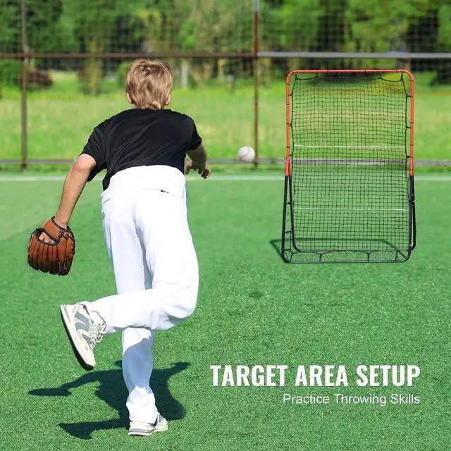 Alt view image 4 of 7 - VEVOR Baseball And Softball Rebounder Net 3x4.5 ft PitchBack 3-Way Trainer