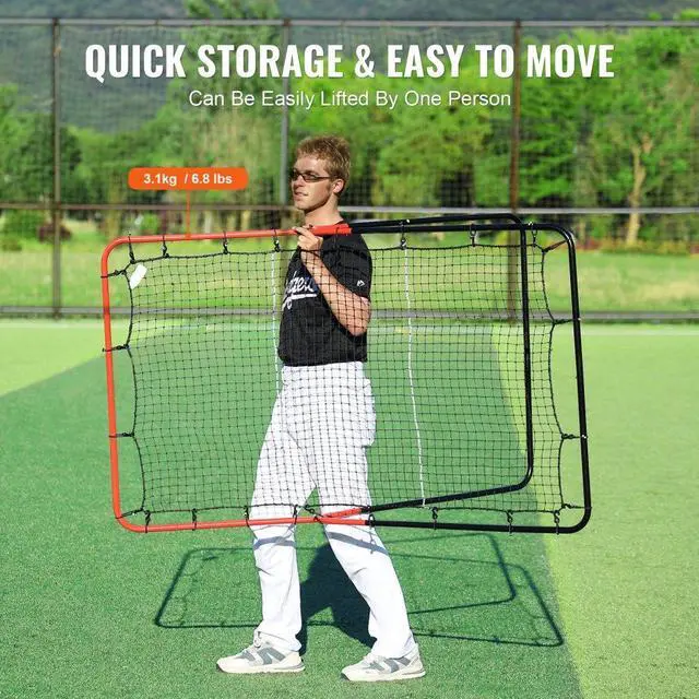Alt view image 6 of 7 - VEVOR Baseball And Softball Rebounder Net 3x4.5 ft PitchBack 3-Way Trainer