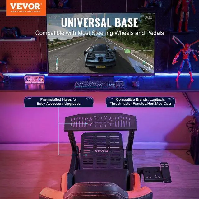 Alt view image 2 of 14 - VEVOR  Heavy Duty Racing Wheel Stand for Logitech G923/G920/G29 Max Load 330LBS