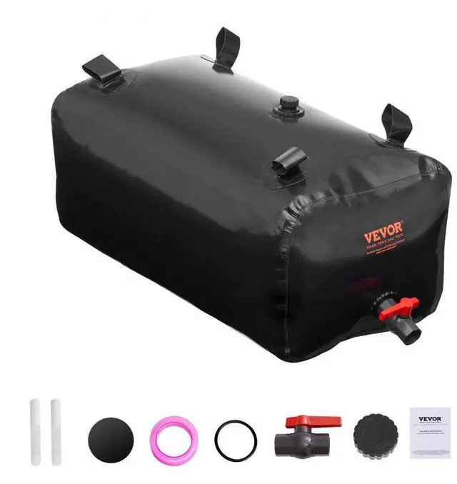 Main image of VEVOR Portable Water Storage Bladder 29.9 Gal PVC Collapsible Water Tank Black