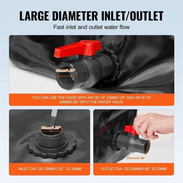 Alt view image 5 of 7 - VEVOR Portable Water Storage Bladder 29.9 Gal PVC Collapsible Water Tank Black