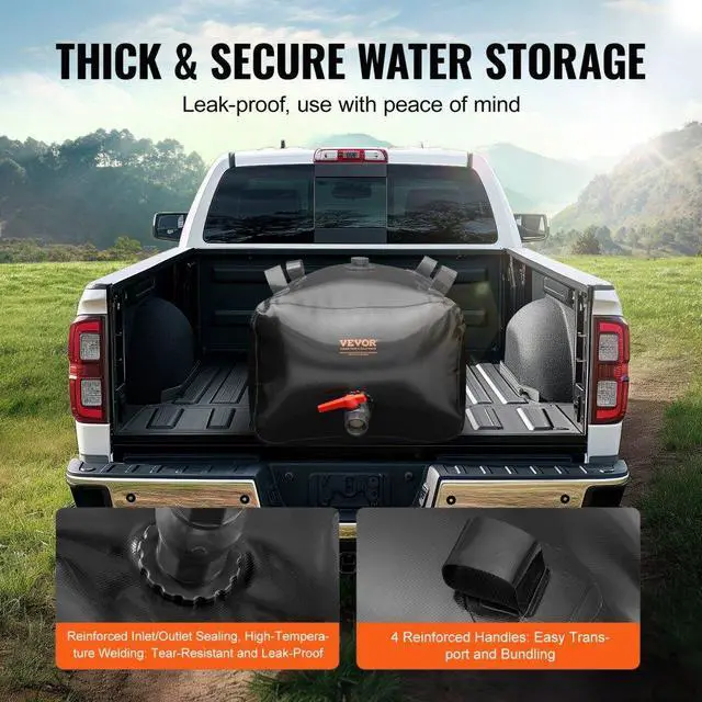 Alt view image 4 of 7 - VEVOR Portable Water Storage Bladder 29.9 Gal PVC Collapsible Water Tank Black