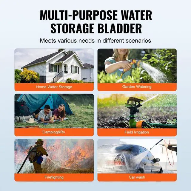 Alt view image 6 of 7 - VEVOR Portable Water Storage Bladder 29.9 Gal PVC Collapsible Water Tank Black