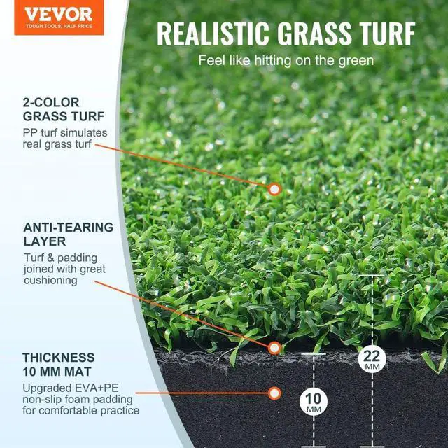 Alt view image 2 of 7 - VEVOR 5x4ft Golf Hitting Mat Turf Golf Training Aid Indoor Outdoor Practice