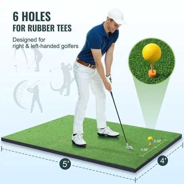 Alt view image 4 of 7 - VEVOR 5x4ft Golf Hitting Mat Turf Golf Training Aid Indoor Outdoor Practice